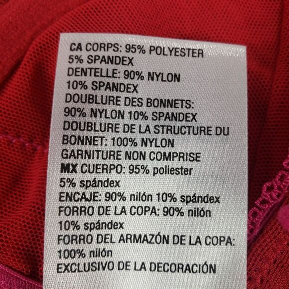 INC Intimates Bra Womens M Red Pink Crimson Leaf Lace Polka Dot Underwire - Picture 4 of 7